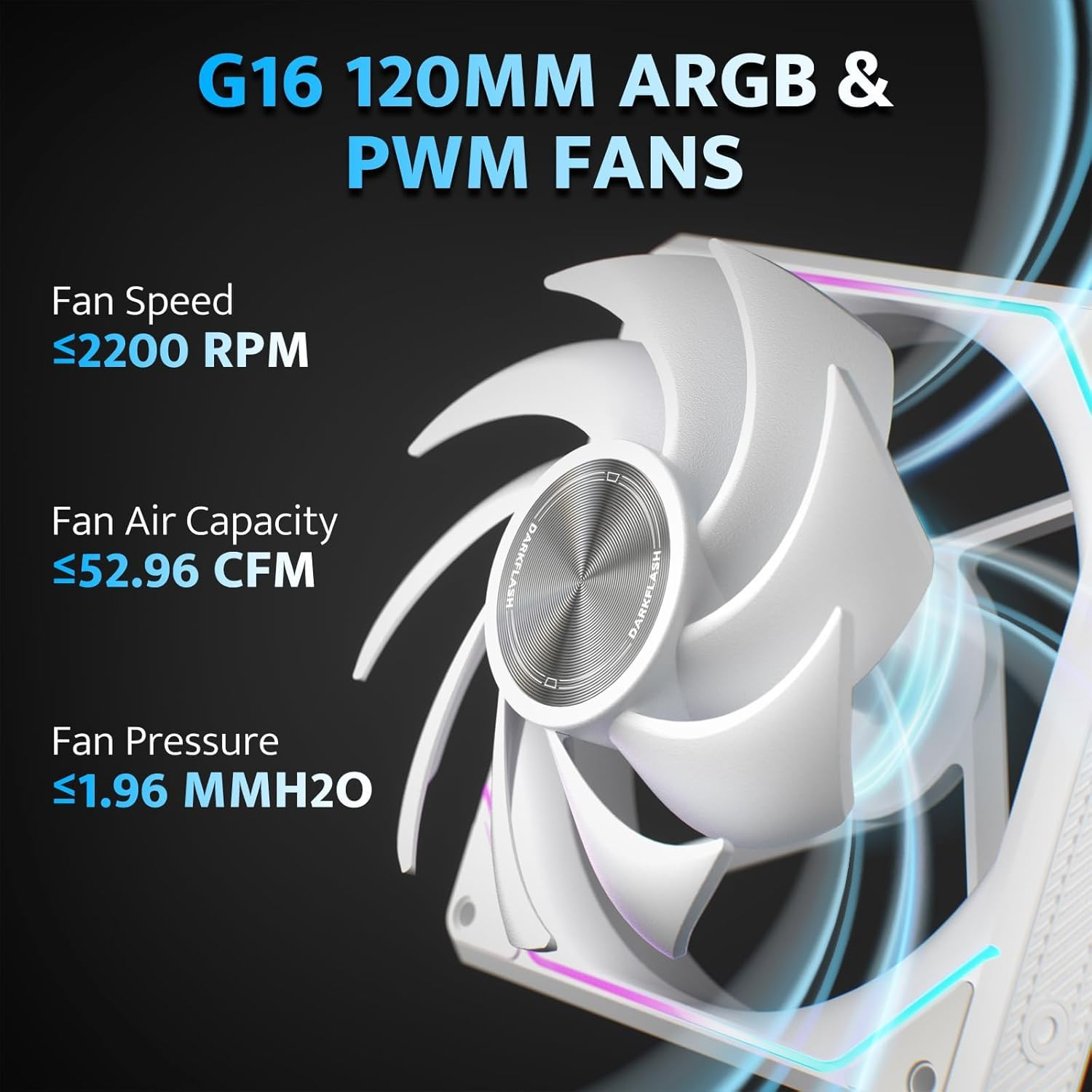Darkflash Gauss G16 3in1 120mm Magnetic ARGB Case FAN - White Darkflash Gauss G16 3in1 120mm Magnetic ARGB Case FAN - White